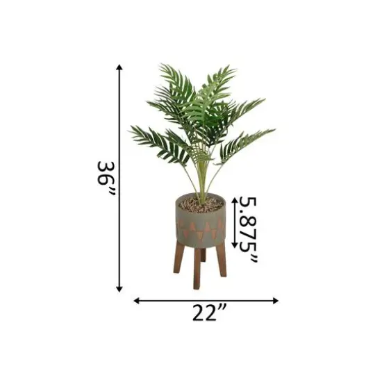 Flora Bunda&reg; 3.15ft. Palm In Cement Planter On Wood Stand {3}
