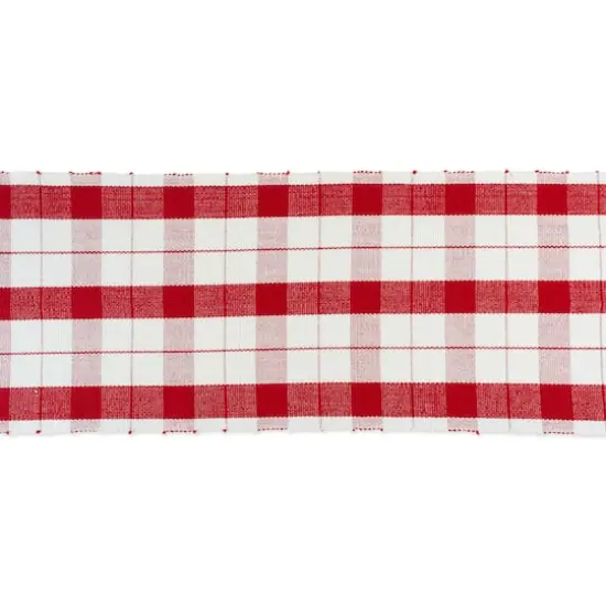 DII&reg; 72" Red Tinsel Plaid Fringed Table Runner {4}