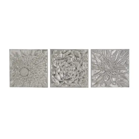 Gray Metal Floral Contemporary Wall D&eacute;cor Set {1}