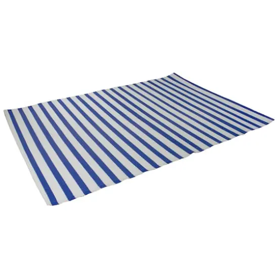 Blue & White Striped Rectangular Outdoor Area Rug, 4ft. x 6ft. {4}