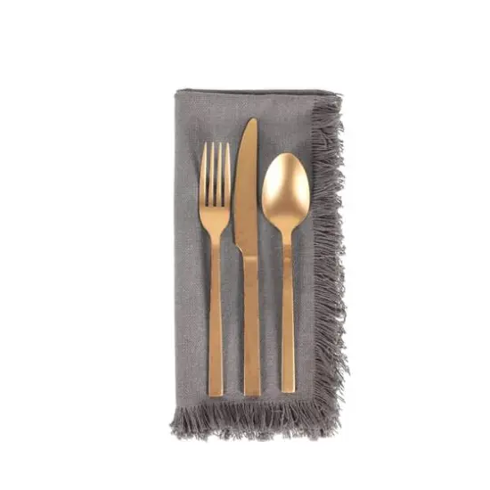 DII&reg; Solid Heavyweight Fringed Napkins, 6ct. Gray {6}