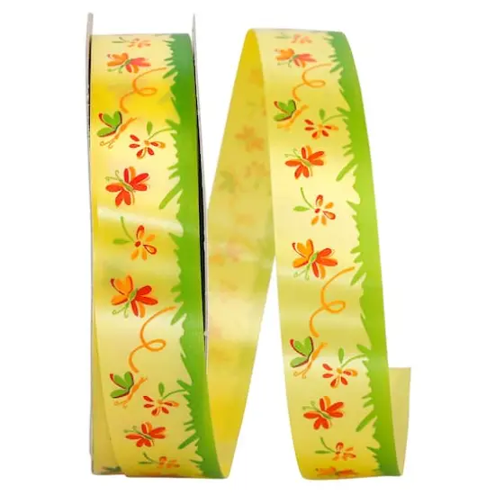 Reliant 1" x 110yd. Plastic Floral Ribbon Yellow {1}