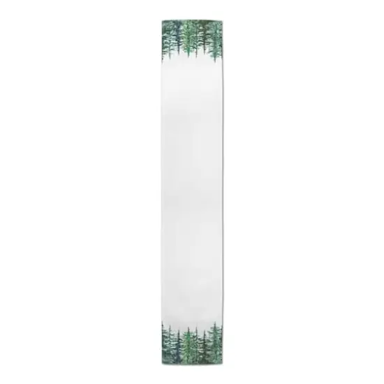 72" Winter Watercolor Pine Forest Poly Twill Table Runner {4}