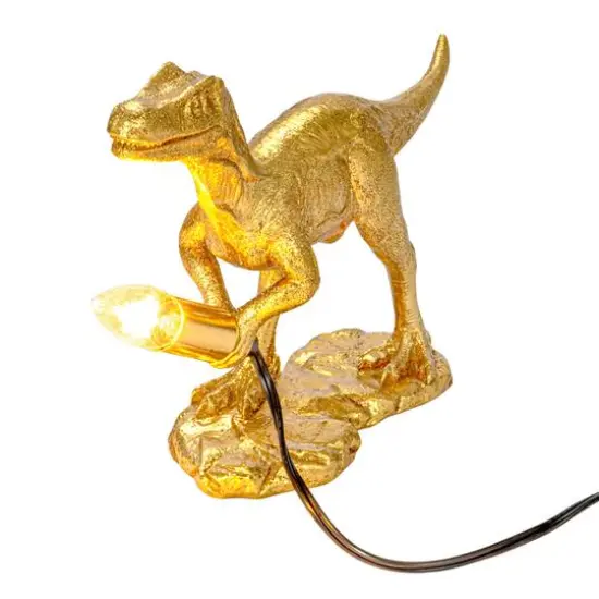 Hello Honey&reg; 15.4" Gold Colored Dinosaur Table Lamp {9}