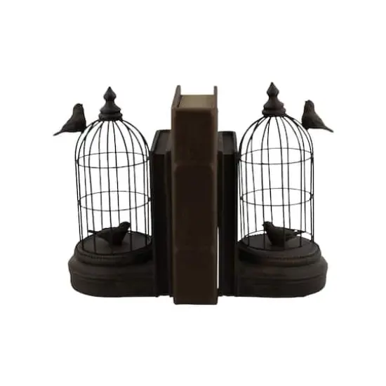 Black Metal Farmhouse Birdcage Bookends Set {8}