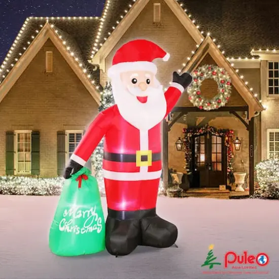 8ft. Inflatable Christmas Santa with Warm White LED Lights {3}