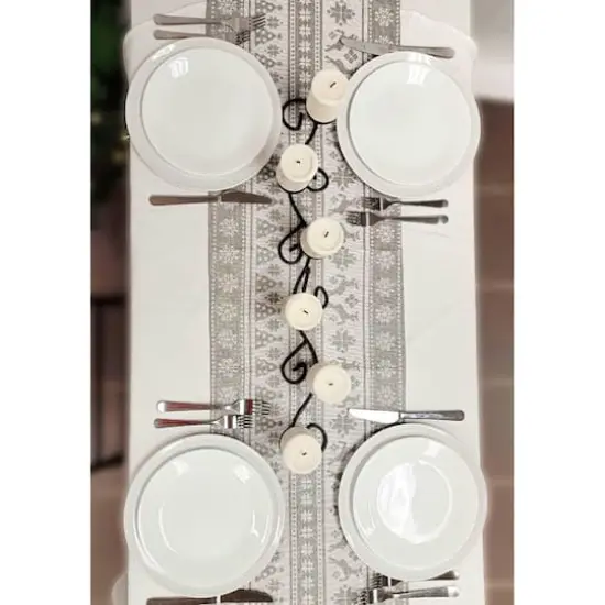 Wizardi 13.75" x 67" Gray Nordic Christmas Table Runner {5}