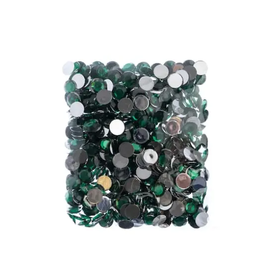 John Bead Acrylic Round Flat Back Rhinestones, 10mm Green {4}