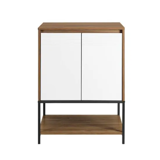 Walker Edison English Oak/White 2 Door Accent Cabinet {3}