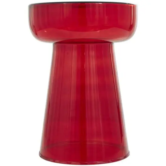 20" Glass Modern Side End Accent Table Red {4}