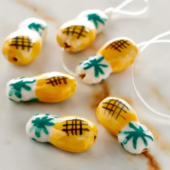 Yellow Pineapple Ceramic Beads, 21mm by Bead Landing&trade; {3}
