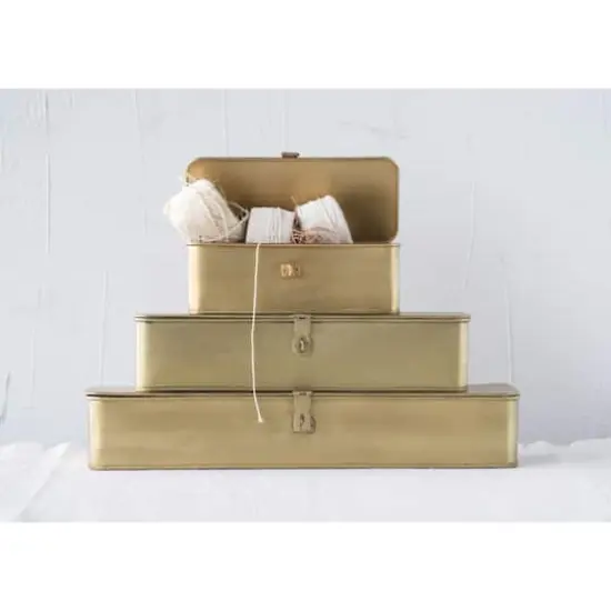 Hello Honey&reg; Decorative Metal Boxes with Gold Finish Set {3}