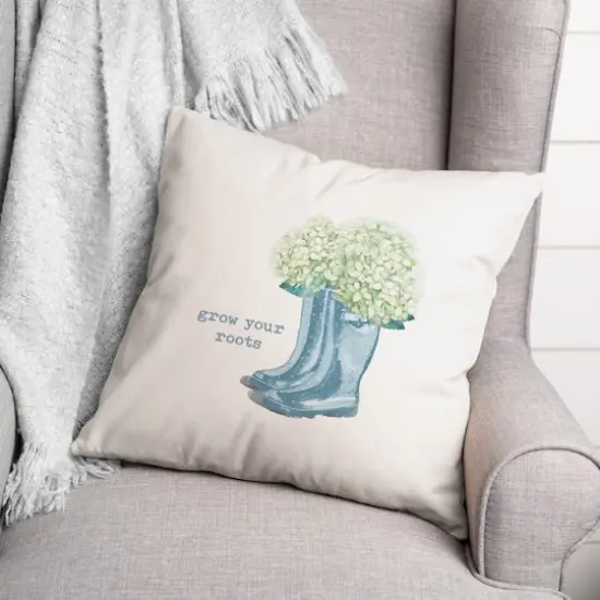 Bloomgrow Your Roots Boots 18" x 18" Throw Pillow {4}