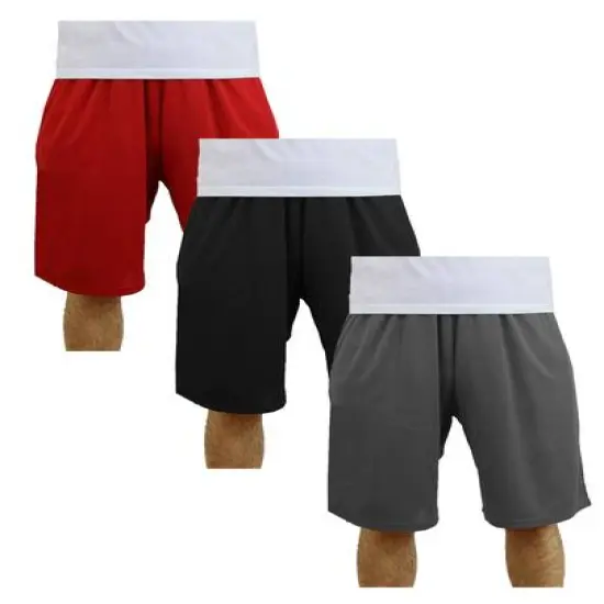 Galaxy by Harvic Men's Moisture Wicking Performance Basic Mesh Shorts 3 Pack Red/Black/Charcoal {2}