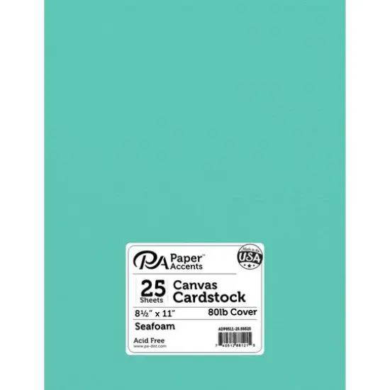PA Paper™ Accents 8.5" x 11" 80lb. Canvas Cardstock Paper, 25 Sheets Seafoam {1}