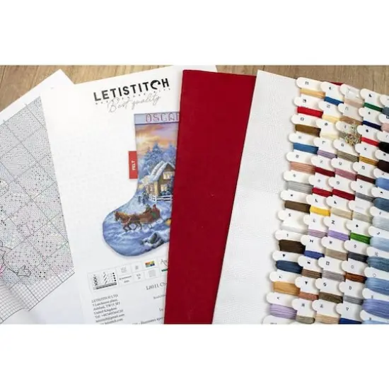 LetiStitch Counted Cross Stitch Kit Christmas Eve Stocking {9}