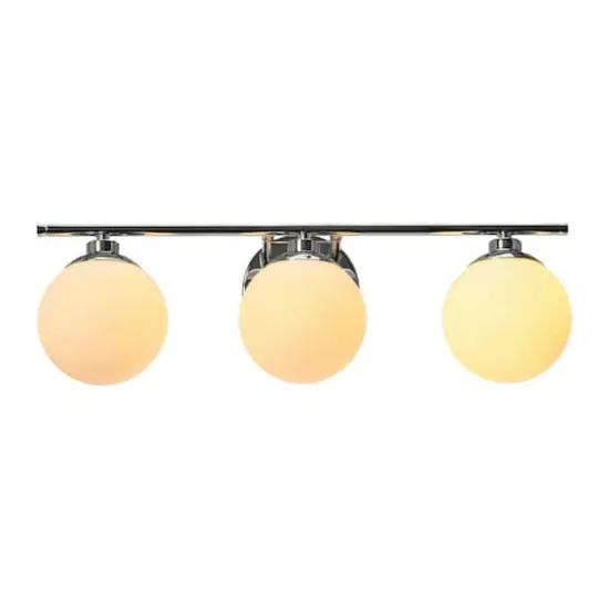 Hello Honey® Robert Stevenson Lighting Lorne Metal & Frosted Glass 3-Light Vanity Chrome {3}