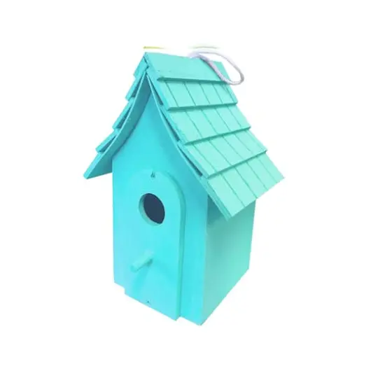 Santa's Workshop 10" Cottage Bird House Blue {1}