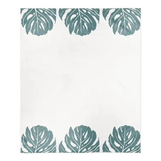 Three Leaf Monstera 50" x 60" Coral Fleece Blanket {1}