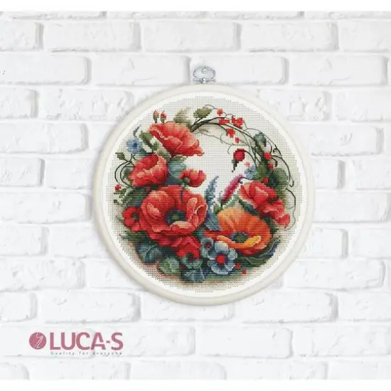 Luca-S Composition with Poppies Counted Cross Stitch Kit with Display Hoop {11}