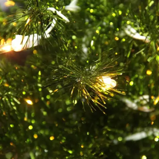 2ft. Pre-Lit Paradise Lime Green Tinsel Pine Christmas Tree, Clear Lights {3}