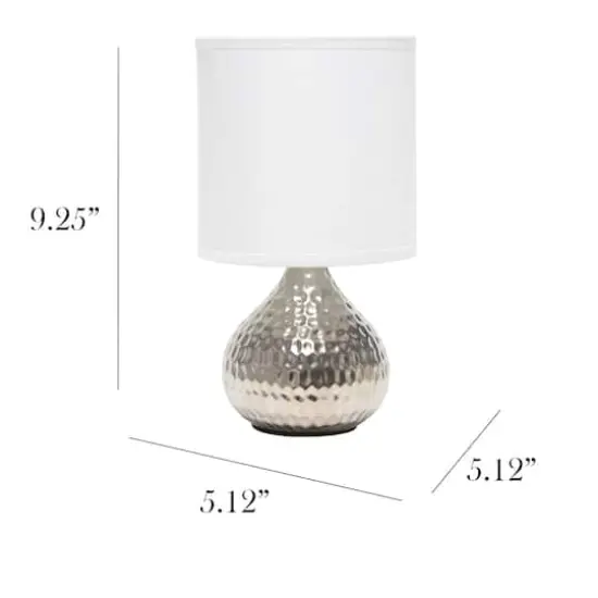 Simple Designs Hammered Silver Table Lamp White {6}