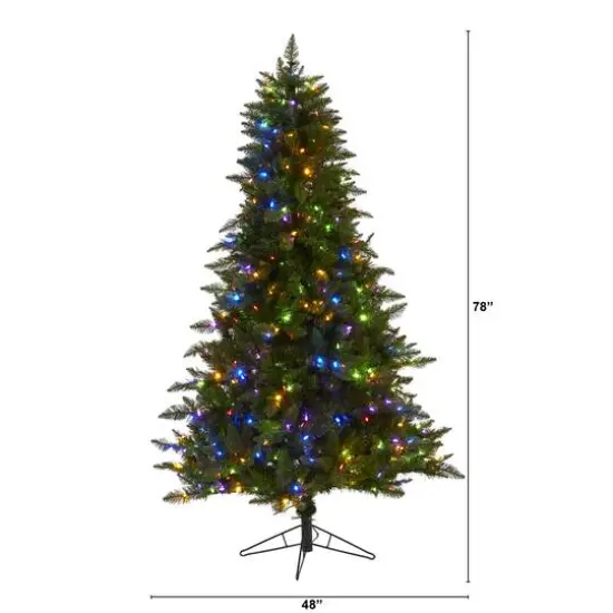 6.5ft. Pre-Lit Vermont Spruce Artificial Christmas Tree, Color Changing LED Lights {7}