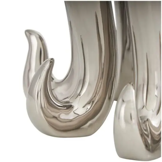 12" Silver Ceramic Octopus Sculpture {6}