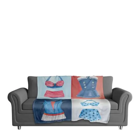 Vintage Patriotic Swimwear Coral Fleece Blanket {4}