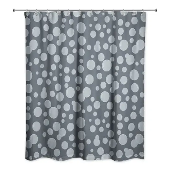 74" Bubbles All Over Shower Curtain Navy {1}