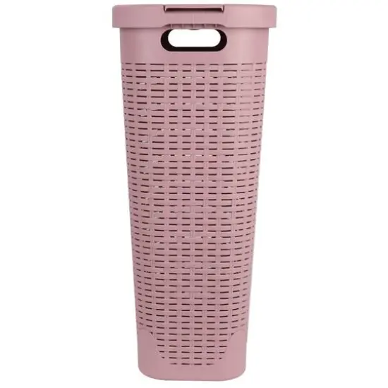 Mind Reader 23.5'' Slim Laundry Hamper with Cutout Handles Pink {6}