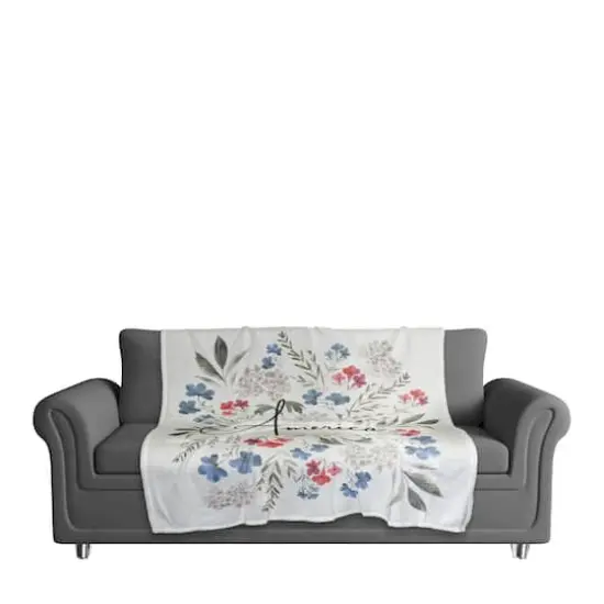 Floral America Coral Fleece Blanket {4}