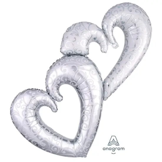 53" Silver Interlocking Hearts Foil Balloon {1}
