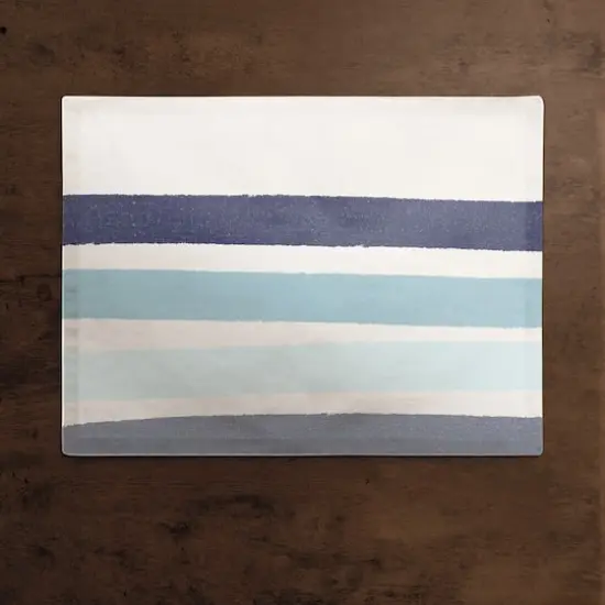 Abstract Blue Stripes Cotton Twill Placemat {3}