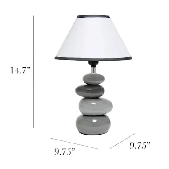 Simple Designs 17.5" Ceramic Stone Table Lamp Shades of Gray {4}