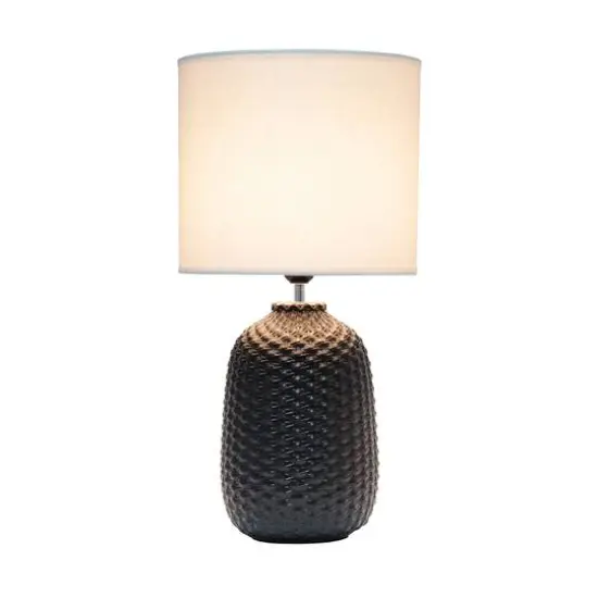 Simple Designs 20" Ceramic Purled Texture Table Lamp Black {3}