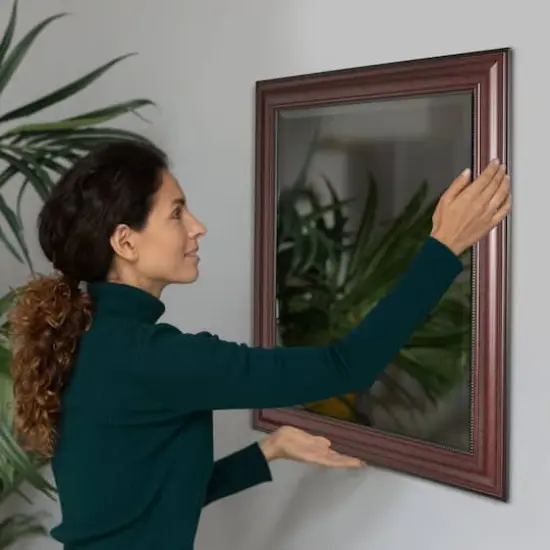 Head West Deep Cherry 28" x 34" Framed Beveled Accent Vanity Mirror {3}