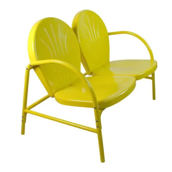 47" Outdoor Retro Tulip Loveseat Yellow {4}
