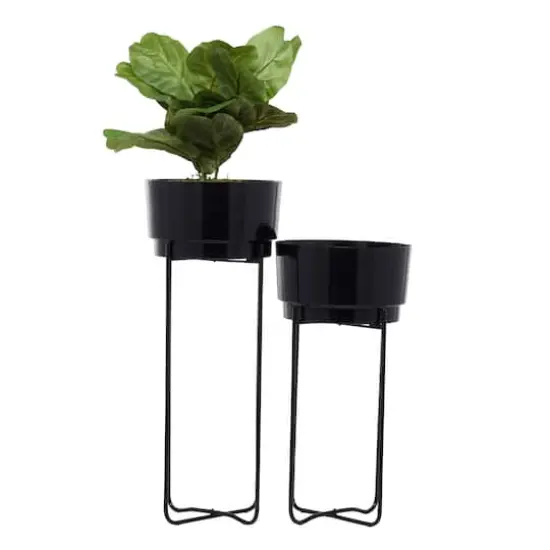CosmoLiving by Cosmopolitan Contemporary Planter Stand Set Black {5}
