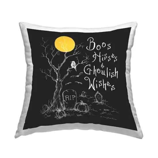 Stupell Industries Boos Hisses Ghoulish Wishes Halloween Throw Pillow {1}
