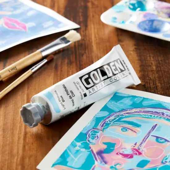 Golden&reg; 2oz. Heavy Body Acrylic Paint Light Phthalo Blue {3}