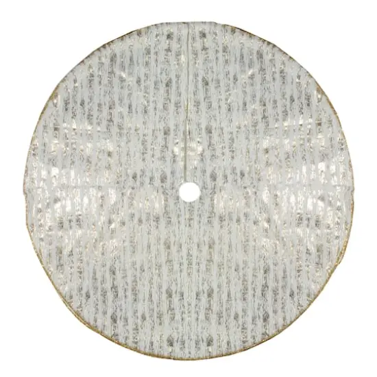 48" Ivory & Gold Wood Grain Pattern Christmas Tree Skirt {4}