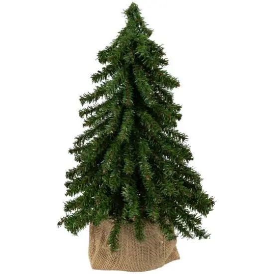 15" Unlit Downswept Village Pine Artificial Christmas Tree in Burlap Base {1}