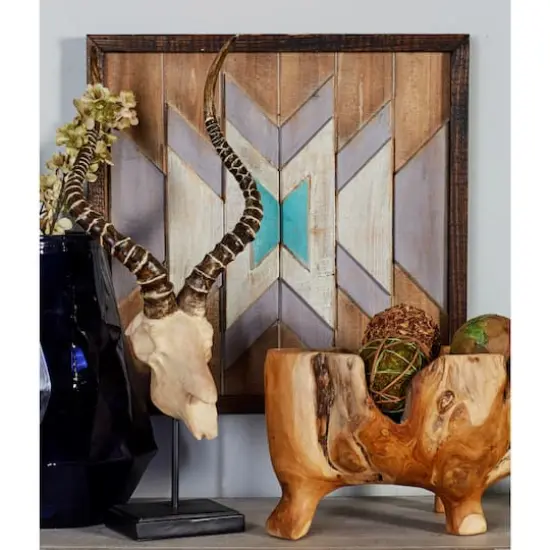 20" Multicolored Wood Farmhouse Abstract Wall Decor {9}