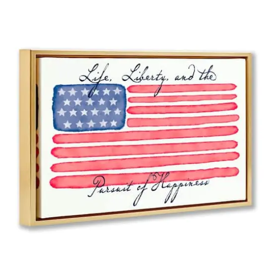 Stupell Industries All American Patriotic Phrase Floater Framed Art Gold {4}