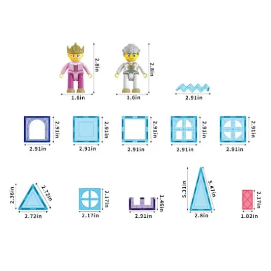 PicassoTiles&reg; 72 Piece Ice Castle Magnetic Tile Building Set {8}