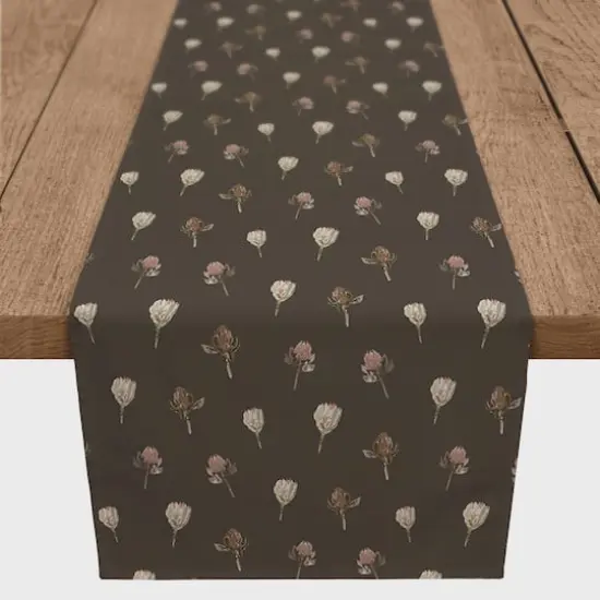 90" Cottage Florals Cotton Twill Runner Charcoal {1}