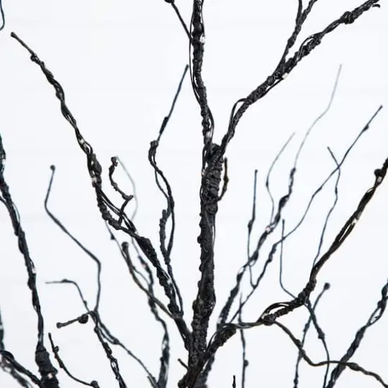 4ft. Pre-Lit Halloween Black Twig Artificial Tree with 180 Orange & Purple LED Lights {4}