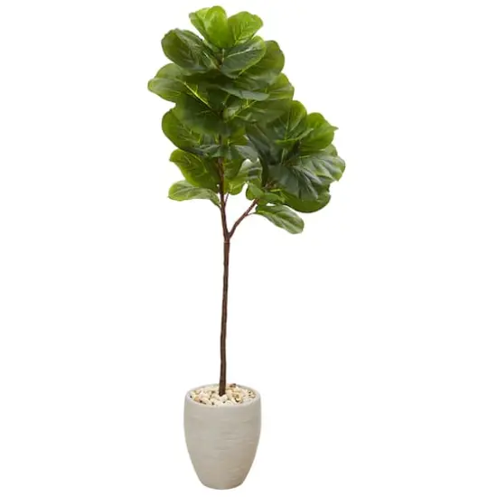 5ft. Fiddle Leaf Artificial Tree in Sand Colored Planter {1}