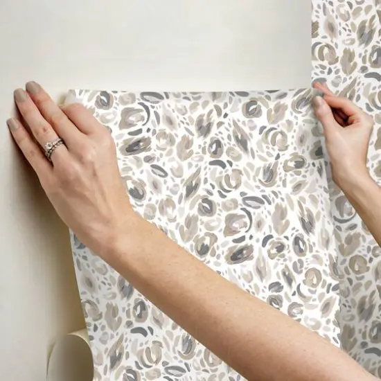 RoomMates Neutral Brushstroke Leopard Peel & Stick Wallpaper {7}